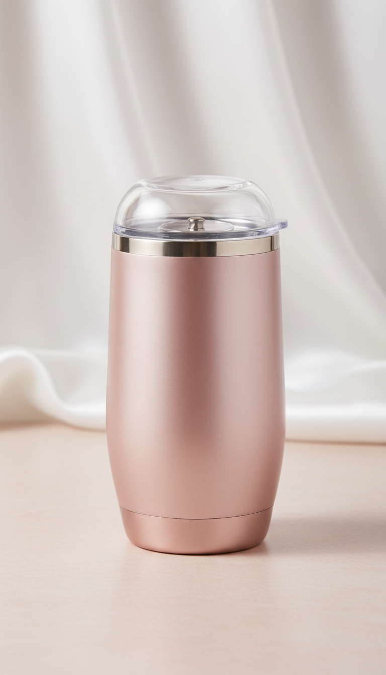 Self-stirring rose-gold insulated cup