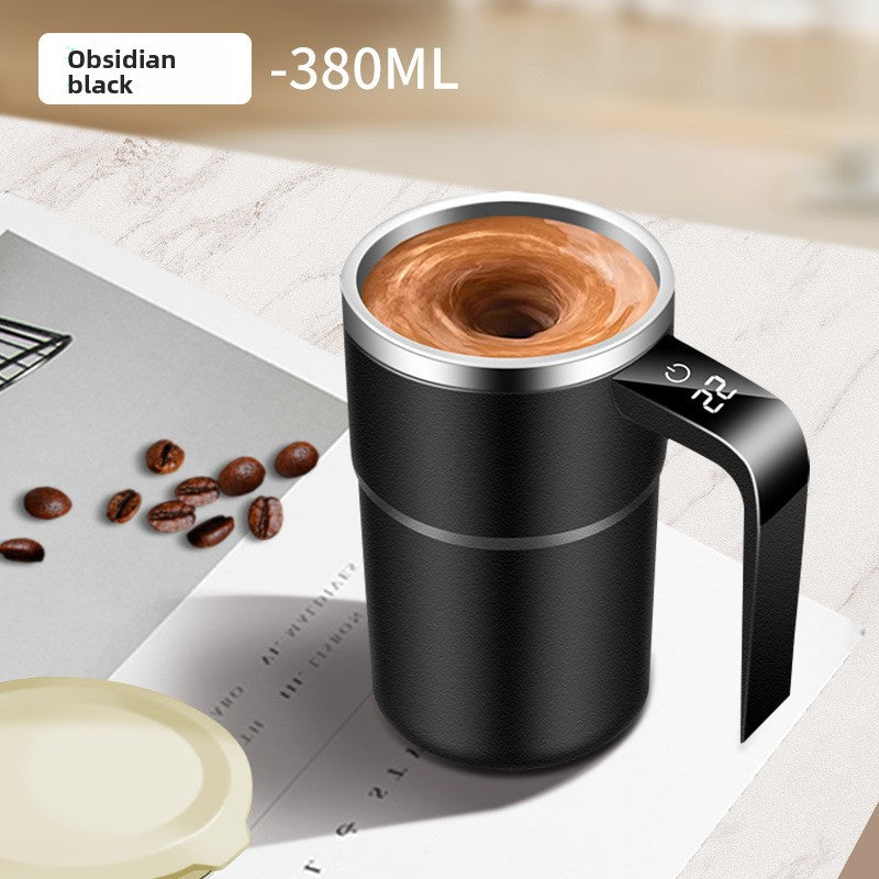 Self-Stirring Electric Mug With Temp Display