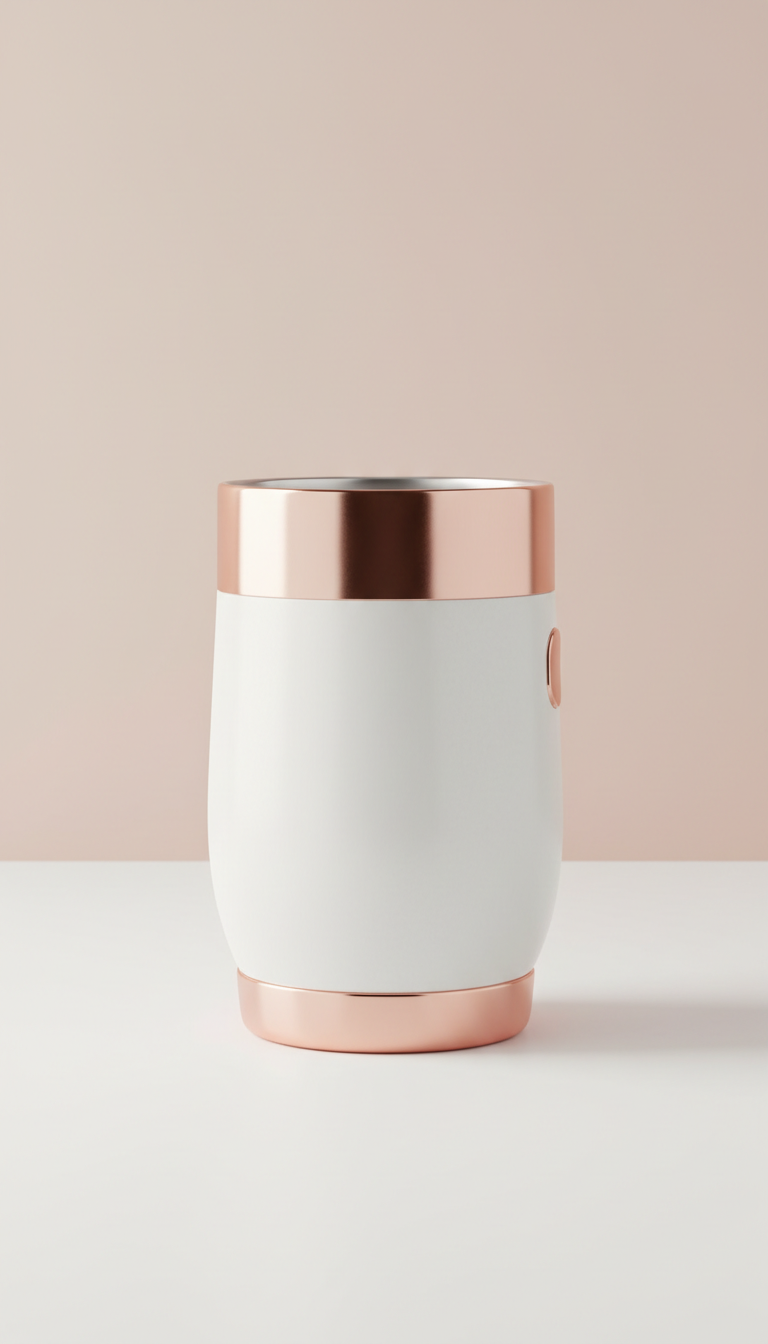 Self-Stirring Cup with Rose-Gold Accents