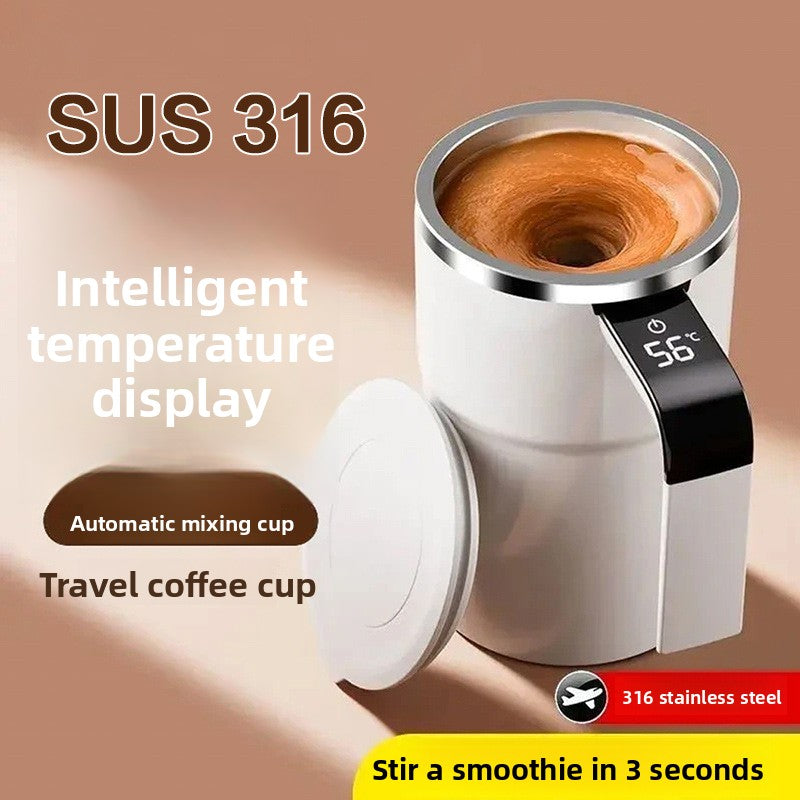 Self-Stirring Electric Mug With Temp Display