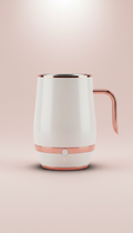 Self-stirring cup with rose-gold accent
