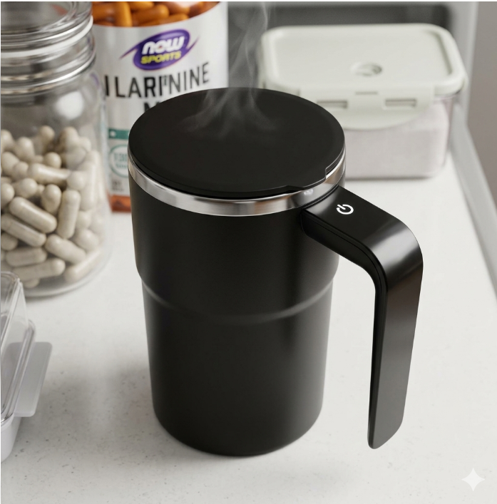 Self-Stirring Electric Mug With Temperature Display