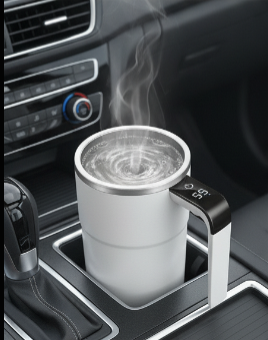 Self-Stirring Electric Mug With Temperature Display