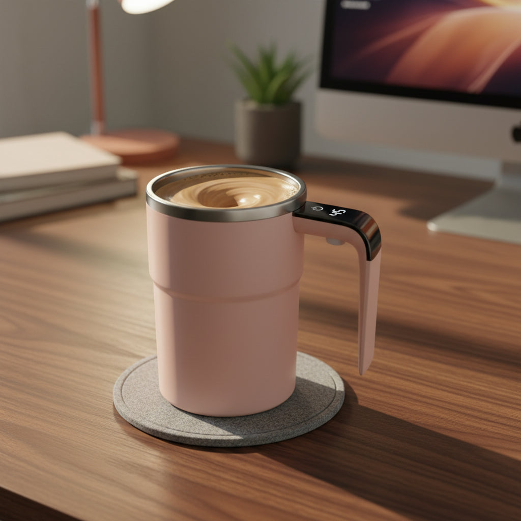 Self-Stirring Electric Mug With Temperature Display