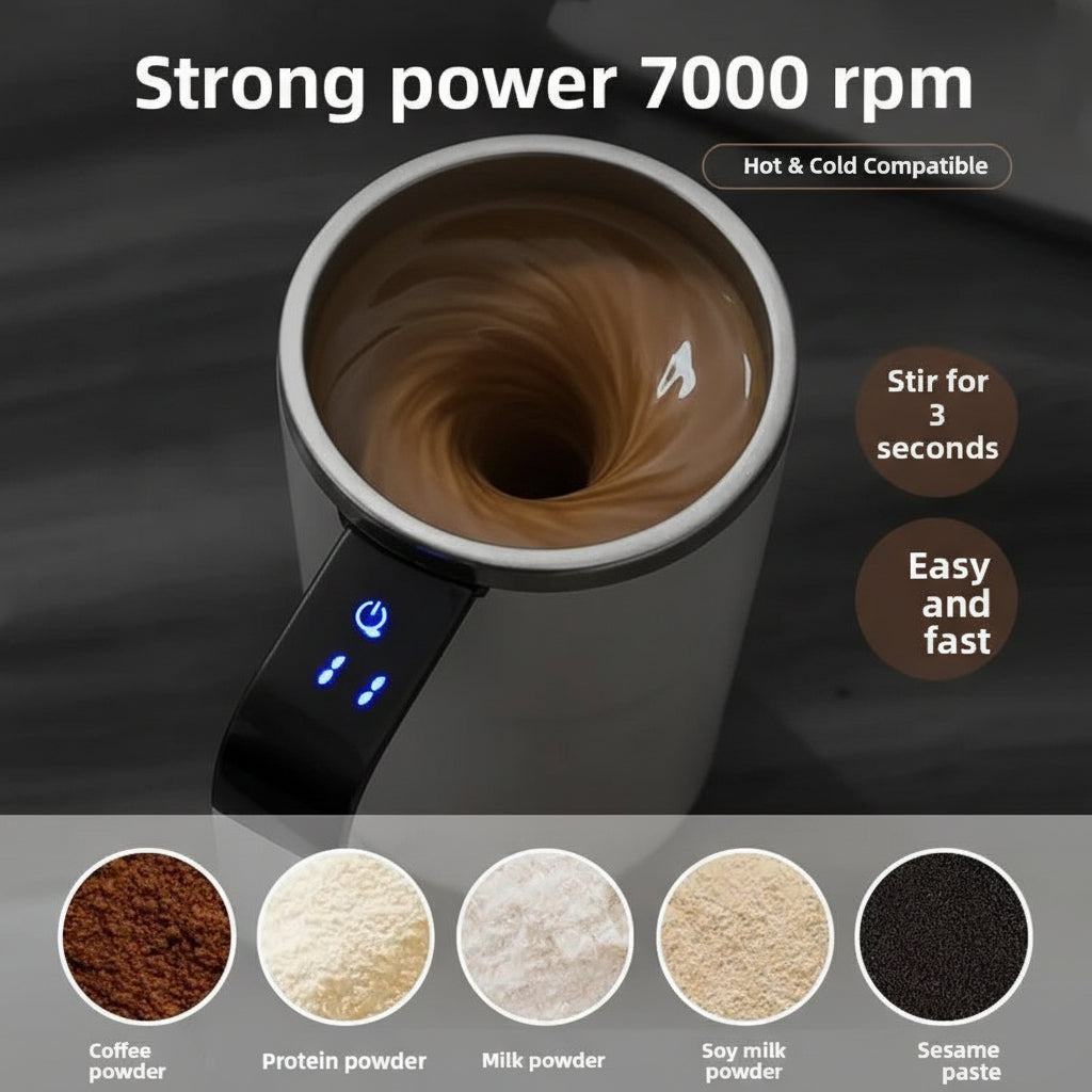 Self-Stirring Electric Mug With Temp Display