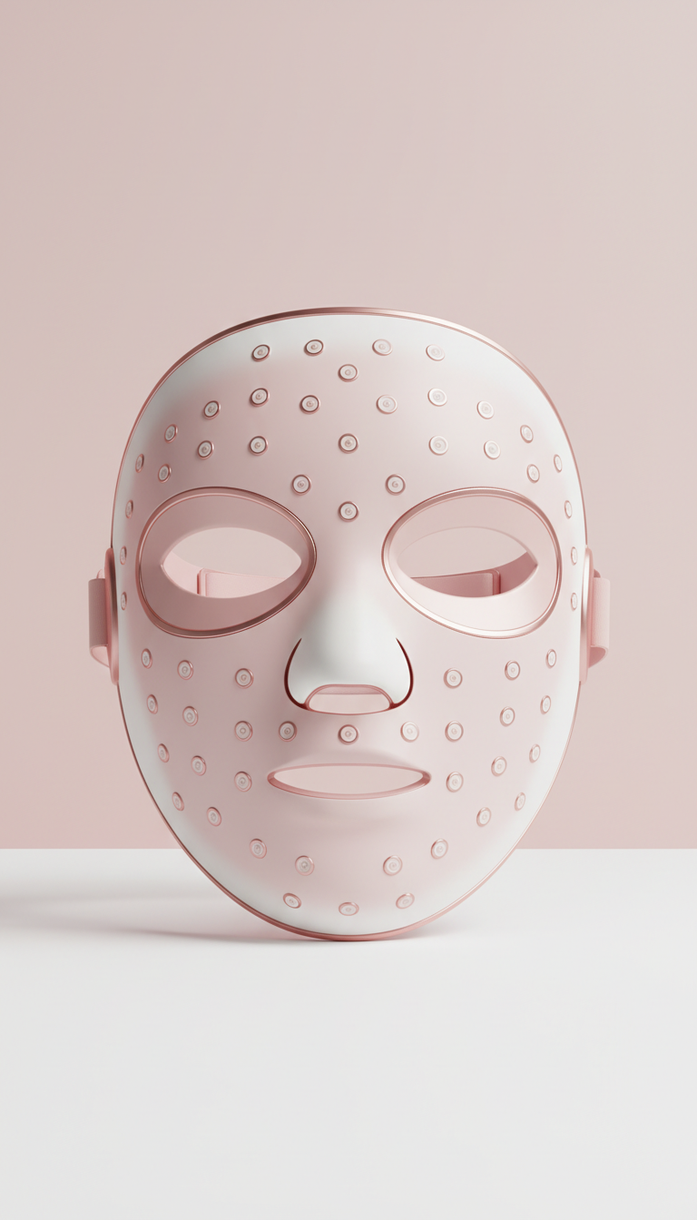LED Facial Mask with Blush and White Finish